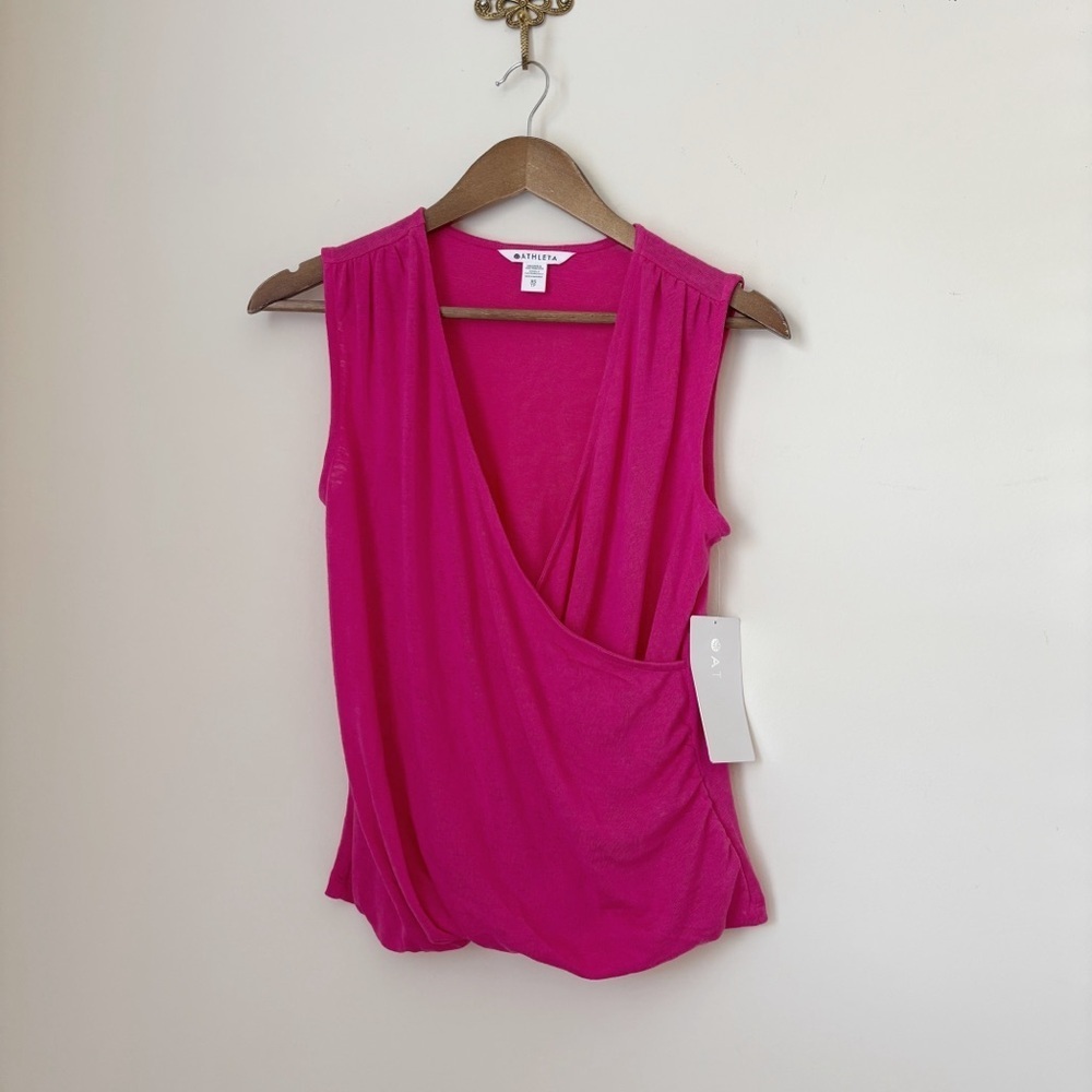 Athleta Pink Breezy Wrap Tank Top XS NEW NWT
